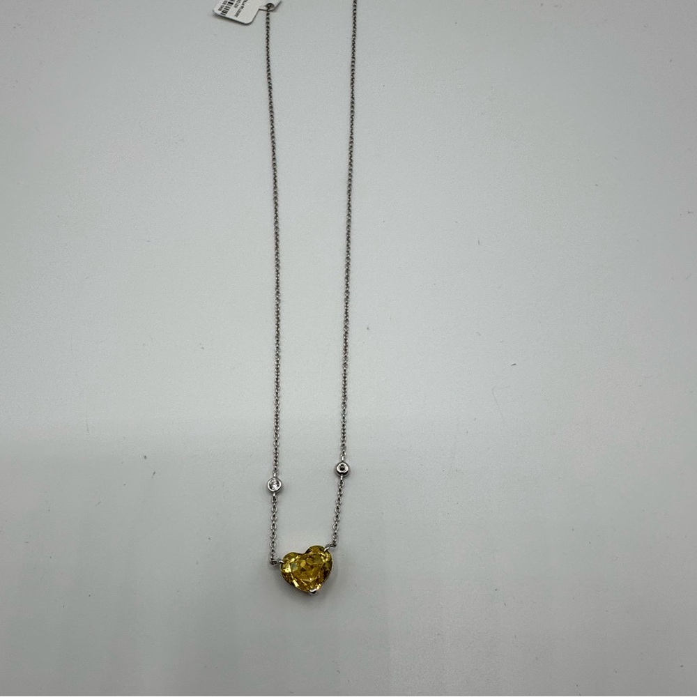 4ct Platinum Canary Heart Necklace - Picture 6 of 15